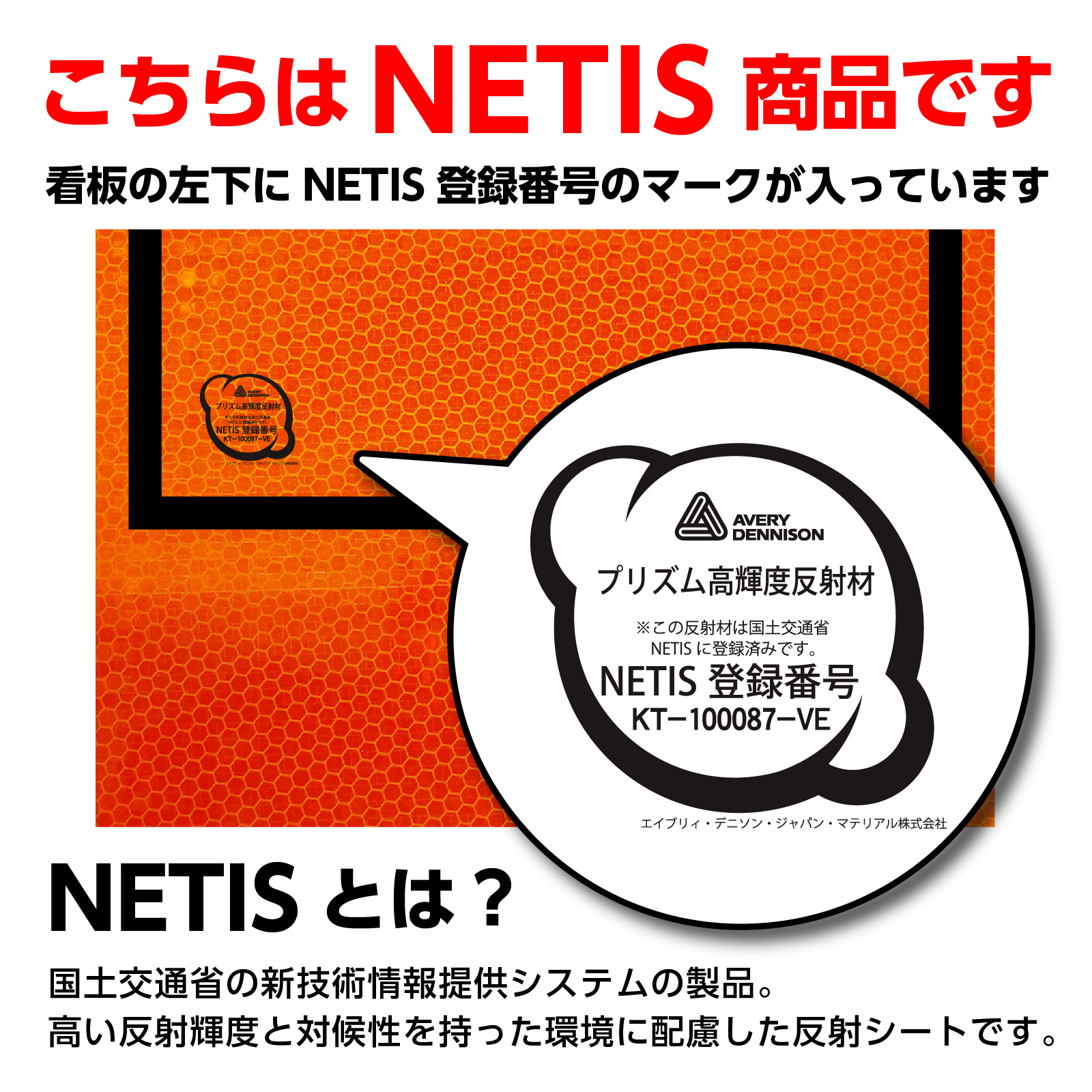 Netis登録商品 工事看板「伐採工事中」 スリム プリズム高輝度反射
